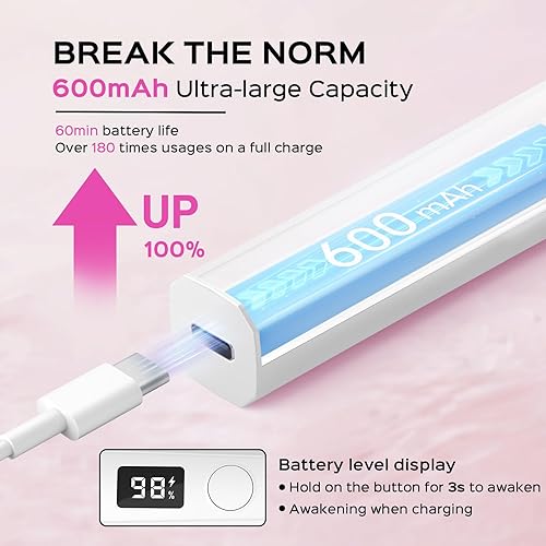 Miniatura 3 de Luz UV de mano para uñas de gel, lámpara LED de uñas de 5 W, mini secadora de uñas portátil con soporte y pantalla LCD, lámpara de uñas para secado