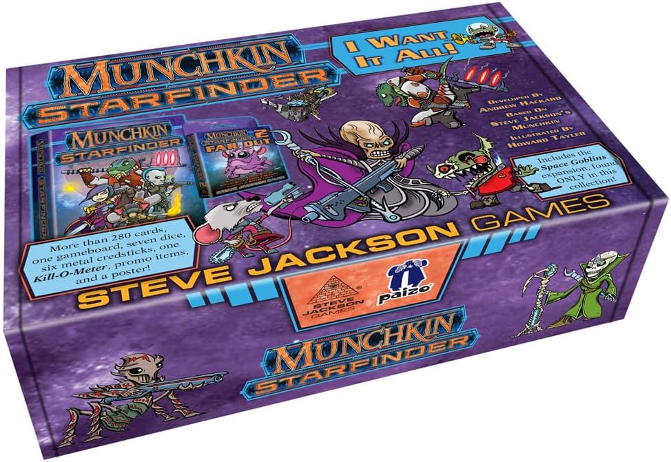 Munchkin Starfinder I Want It All! Board Game Set | Board Game for Adults, Kids & Family | Fantasy Adventure Roleplaying Game | Ages 10+ | 3-6 Players | Average Play Time 120 Min | Steve Jackson Games