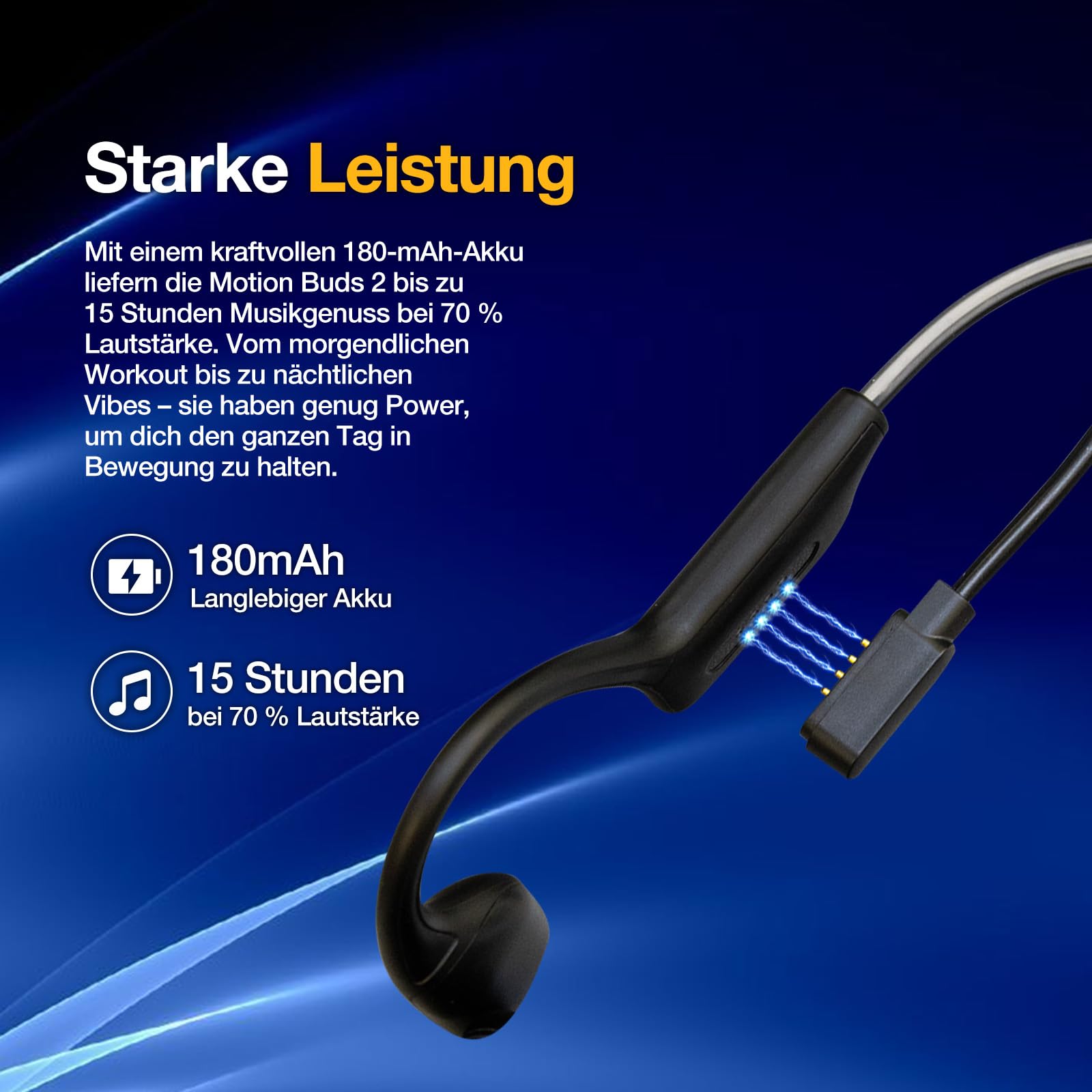 AGM Knochenschall Kopfhörer, Open Ear Kopfhörer Motion Buds Bluetooth 5.4 Kabellos Sportkopfhörer IP68 wasserdicht Kopfhörer mit LED für Laufen Radfahren Joggen Fitness