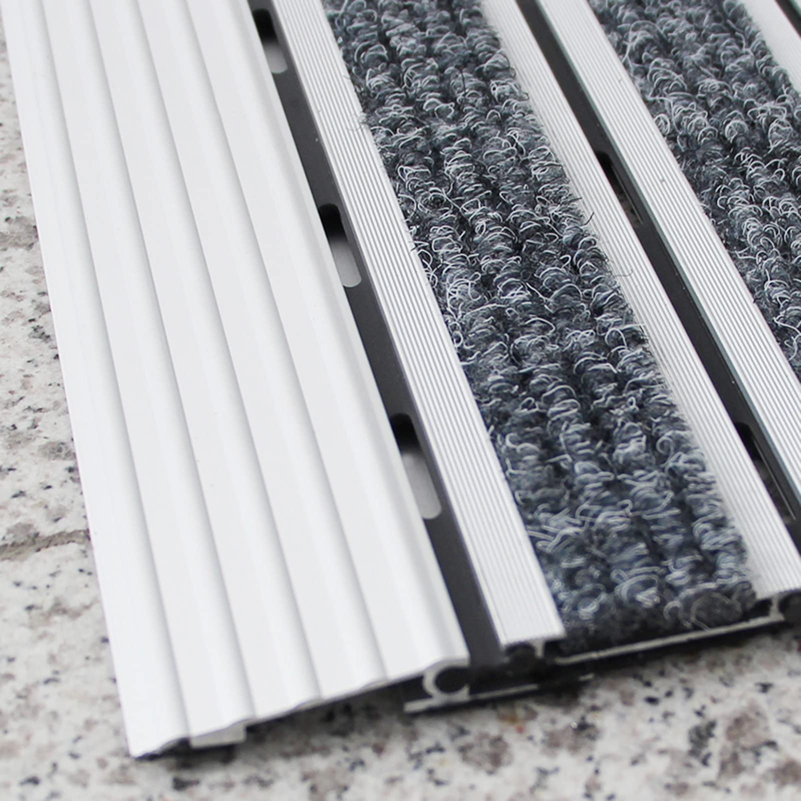 Große Fußmatten für Schnee, Fußmatten mit Aluminiumrahmen für den Innenbereich mit Rutschfester Unterseite, Flacher Bodenläufer für Zuhause/Wohnzimmer/Küche (Größe: 60 x 90 cm/23,6 x 35,5 Zo
