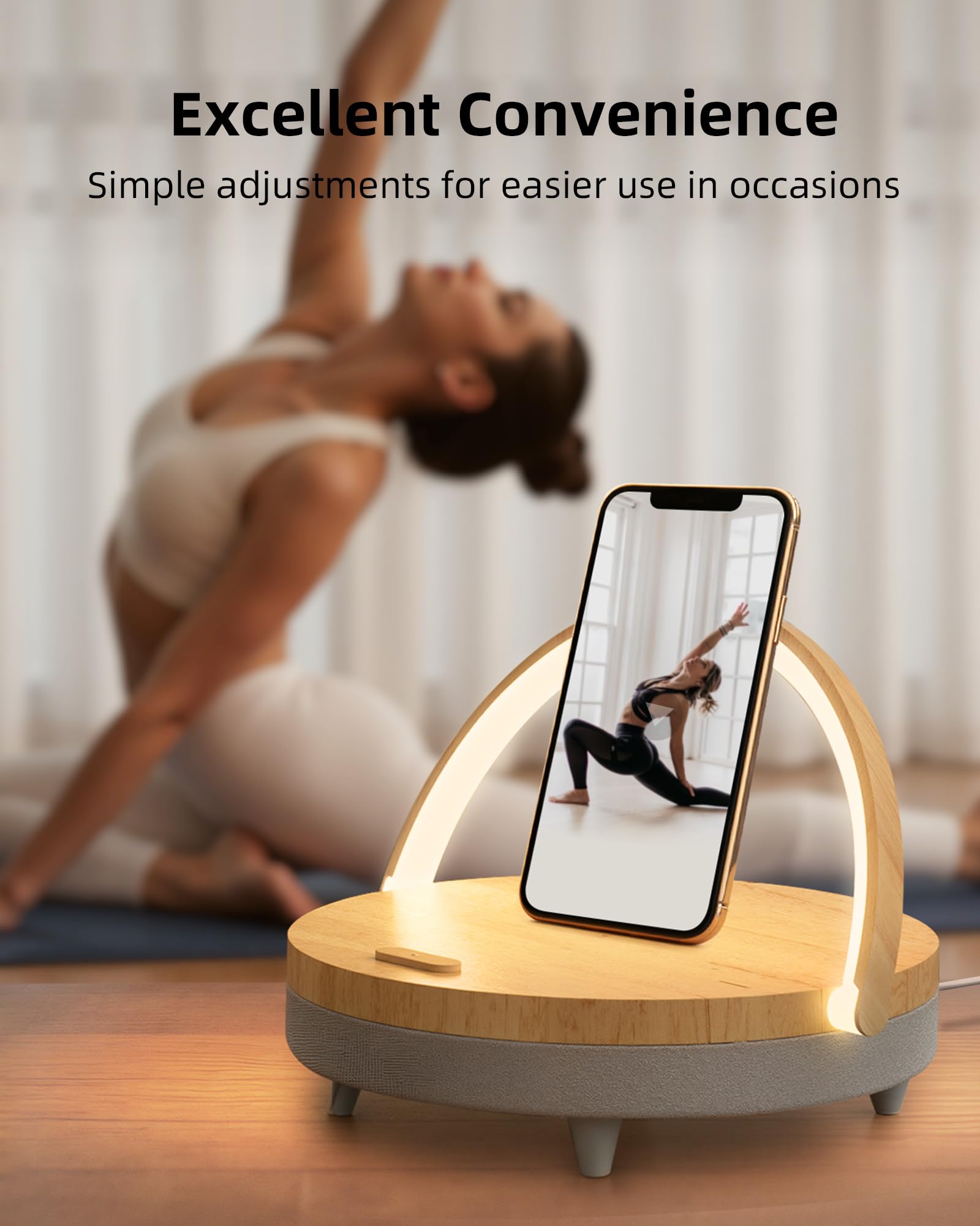 EZVALO Regalos de cumpleaños para mujeres, lámpara de mesa de música con cargador inalámbrico, lámpara de noche táctil 4 en 1, altavoz Bluetooth, soporte para teléfono, luces LED regulables de noche