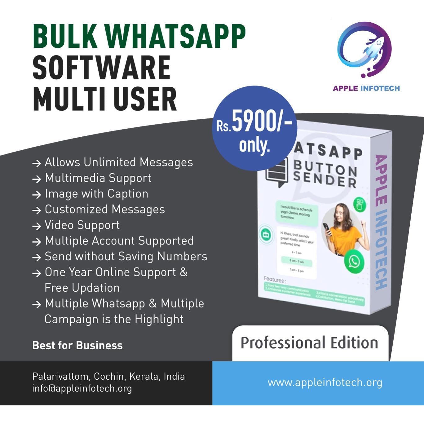 Apple Infotech Advanced Whats App Marketing Software With Poll Messages – Digi Bulk Marketing With Auto Update