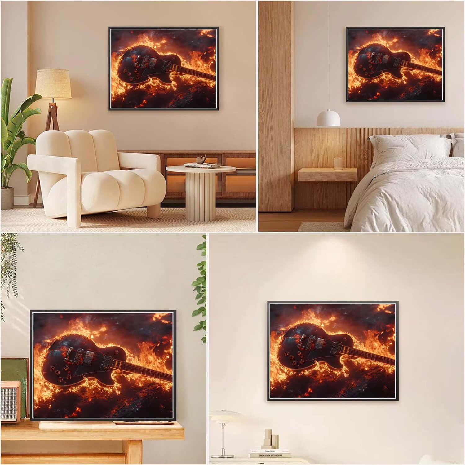 Malen Nach Zahlen Erwachsene Feuer Gitarre Malen Nach Zahlen Kinder ab 7, DIY Set Erwachsene Mit Knitterfreie Leinwand Und Acrylfarbe, Handgemalt Kreativität Set, Home Decoration 80x100cm s0ji-750