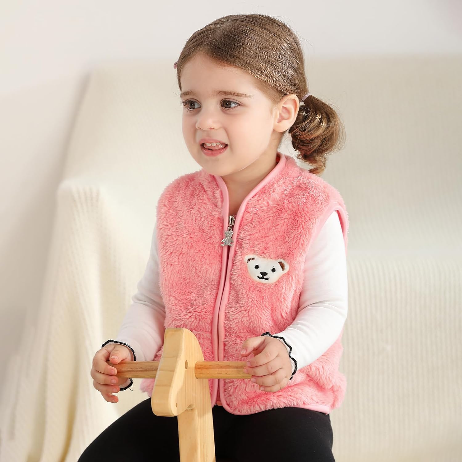 Baby Boys Girls Fleece Vest Zip Up Cute Bear Jackets Fuzzy Fall Winter Warm Clothes Newborn Outwear for Toddler Infant - Image 2