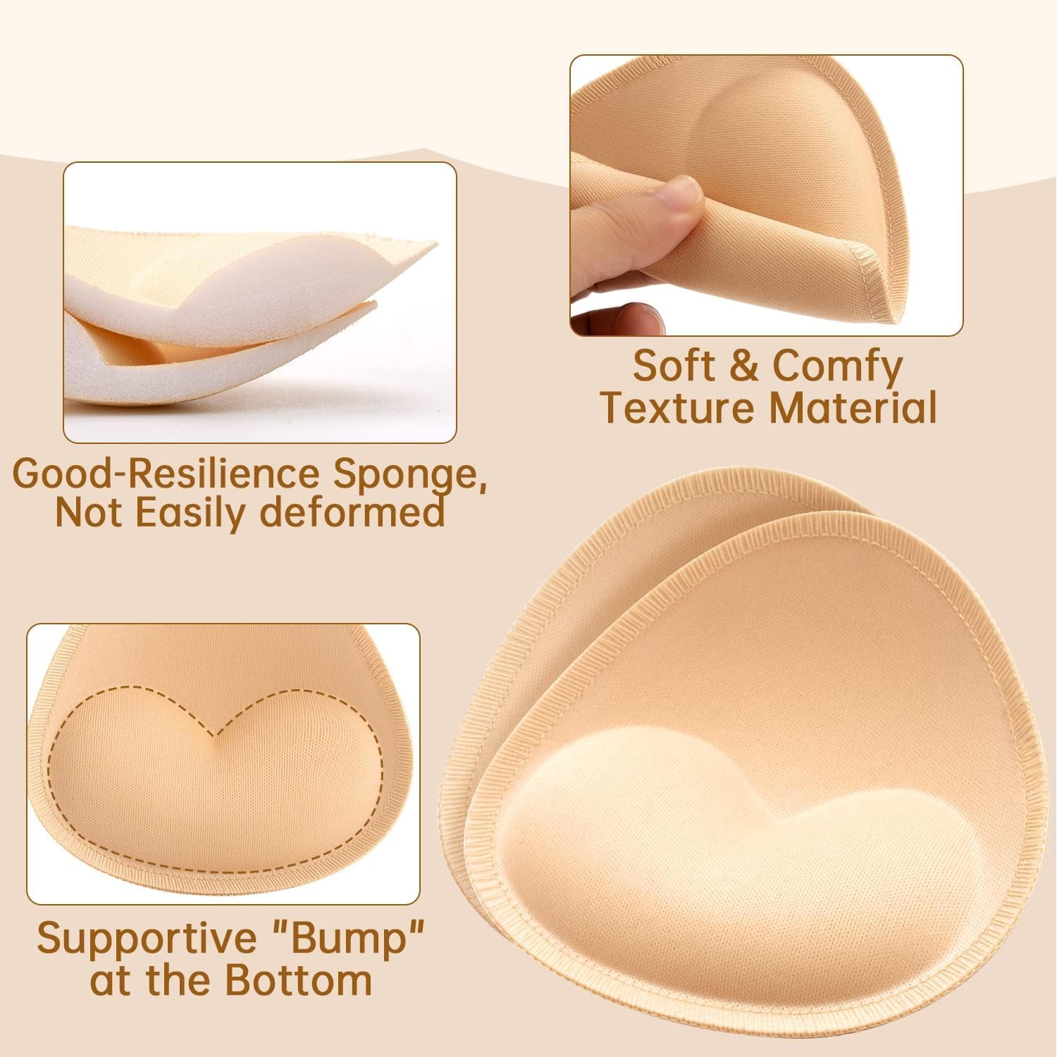 Bra Pads Inserts Breast Enhancer - 4 Pairs Sew in Bra Cups for Sports Swimsuits Bikini Push up Pads - Image 5