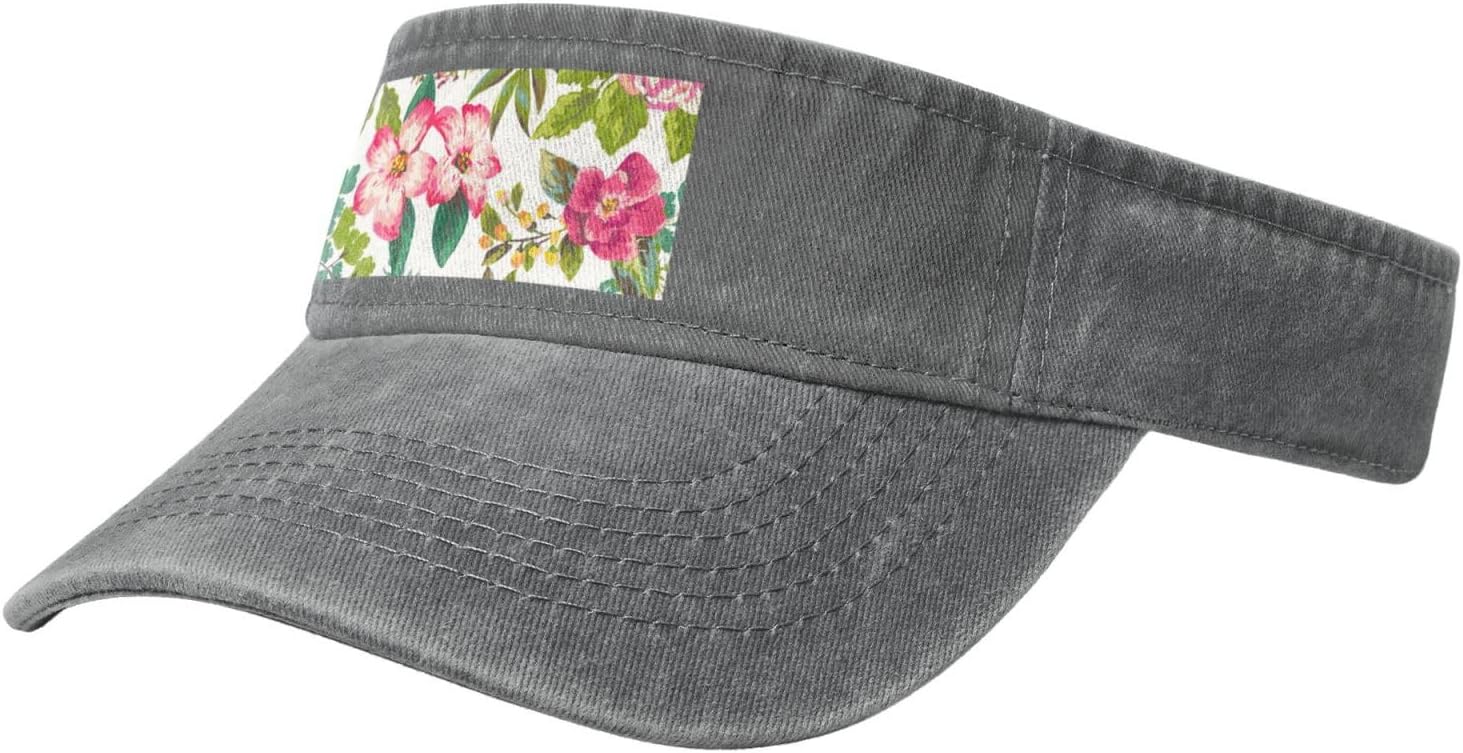 Hibiscus Flowers Print Sport Sun Visor Hats Cotton Ball Caps Empty Top Baseball Sun Cap for Men Women