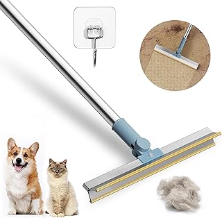 Lint Remover Carpet Scraper Tool, 30cm Wide Long Handle Carpet Rake, 180° Rotatable Carpet Hair Remover Tool Pet Hair Remover, Cat Dog Hair Remover for Carpet Lint Remover Tool Brush Broom