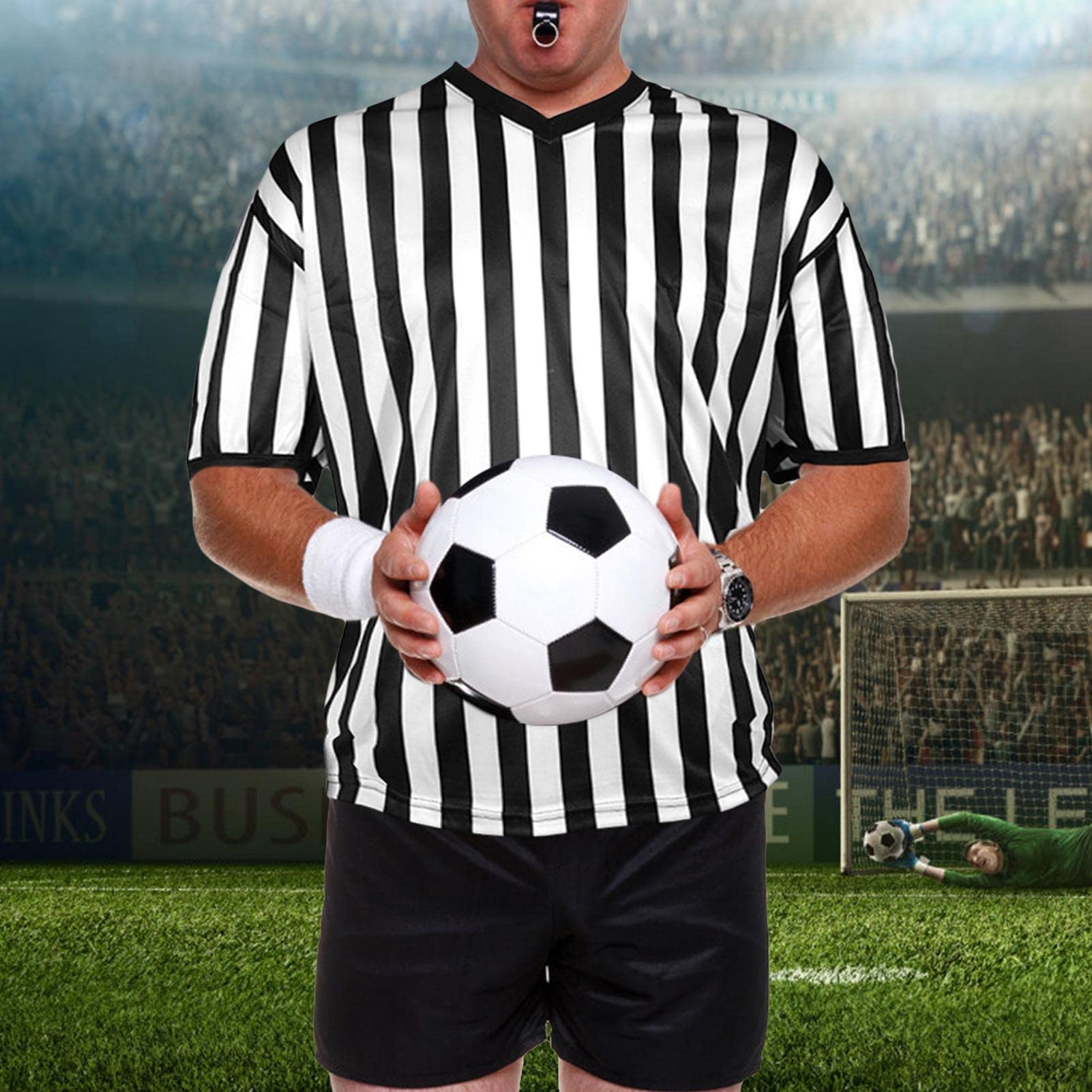 Camiseta de árbitro para hombre fútbol silbato disfraz baloncesto entrenadores