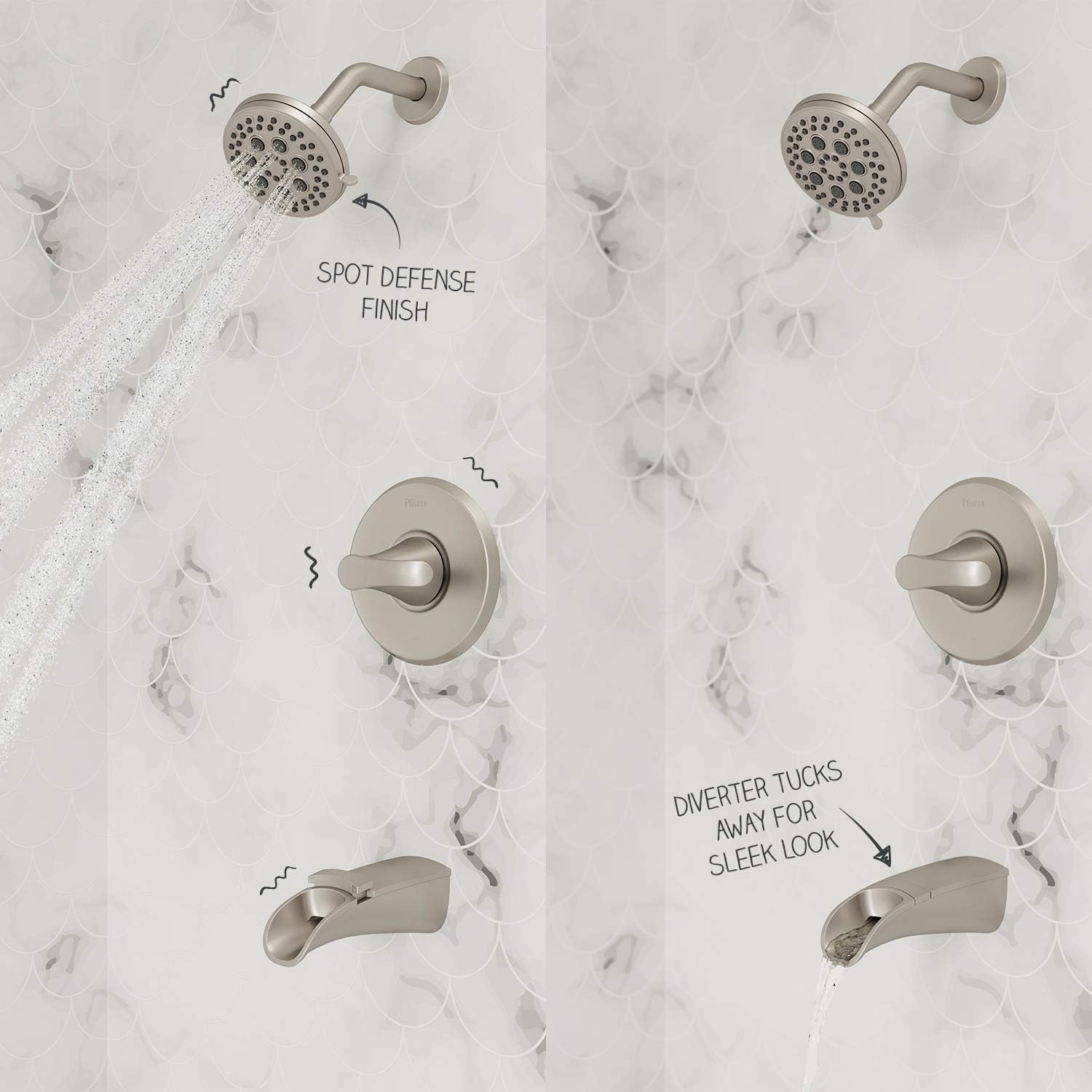 Hottest Sale Pfister 8P8-WS2-JDSGS Jaida 1-Handle Tub & Shower Faucet with Adjustable Spray Width In Spot Defense Brushed Nickel