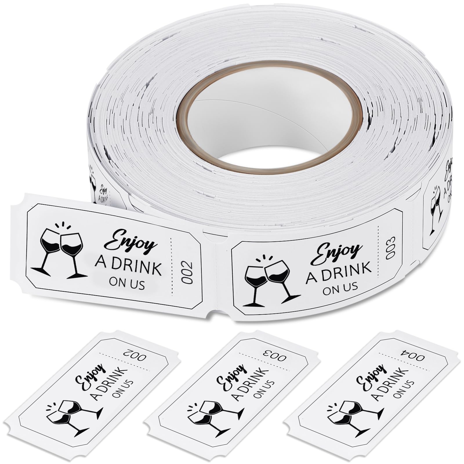 Zonon 500 Pieces Drinks Tokens This Drink is on Us Tickets Wedding Tickets Roll Events Tokens for Weddings Parties for Beverage Party Supplies(Delicate Style)