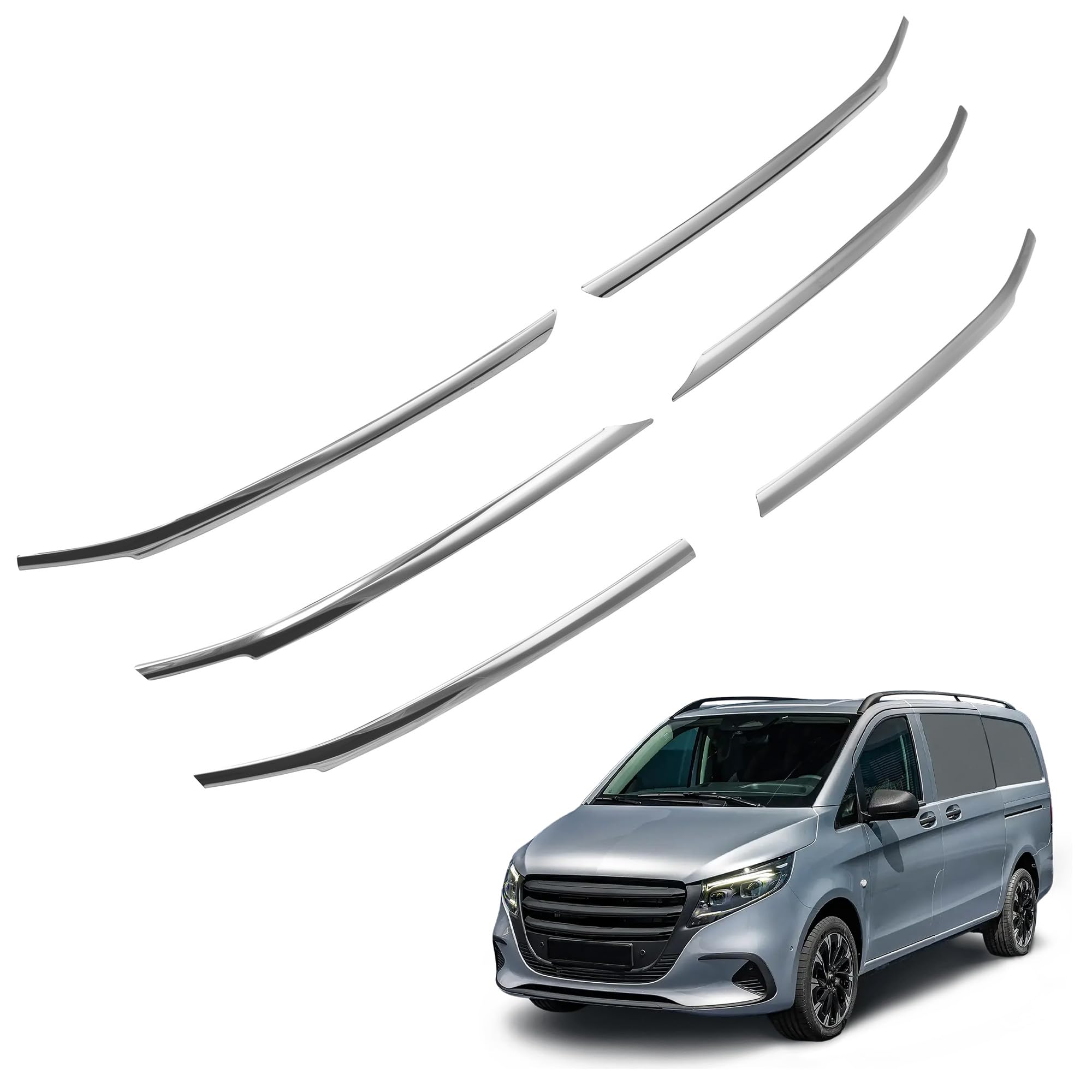 CHROMEMASTER Leisten für Kühlergrill, Zierblenden, Rostfreier Stahl Poliert Kompatibel mit Mercedes Vito W447 2024+ | Perfekte Passform; Neues, Attraktives Erscheinungsbild des Fahrzeugs
