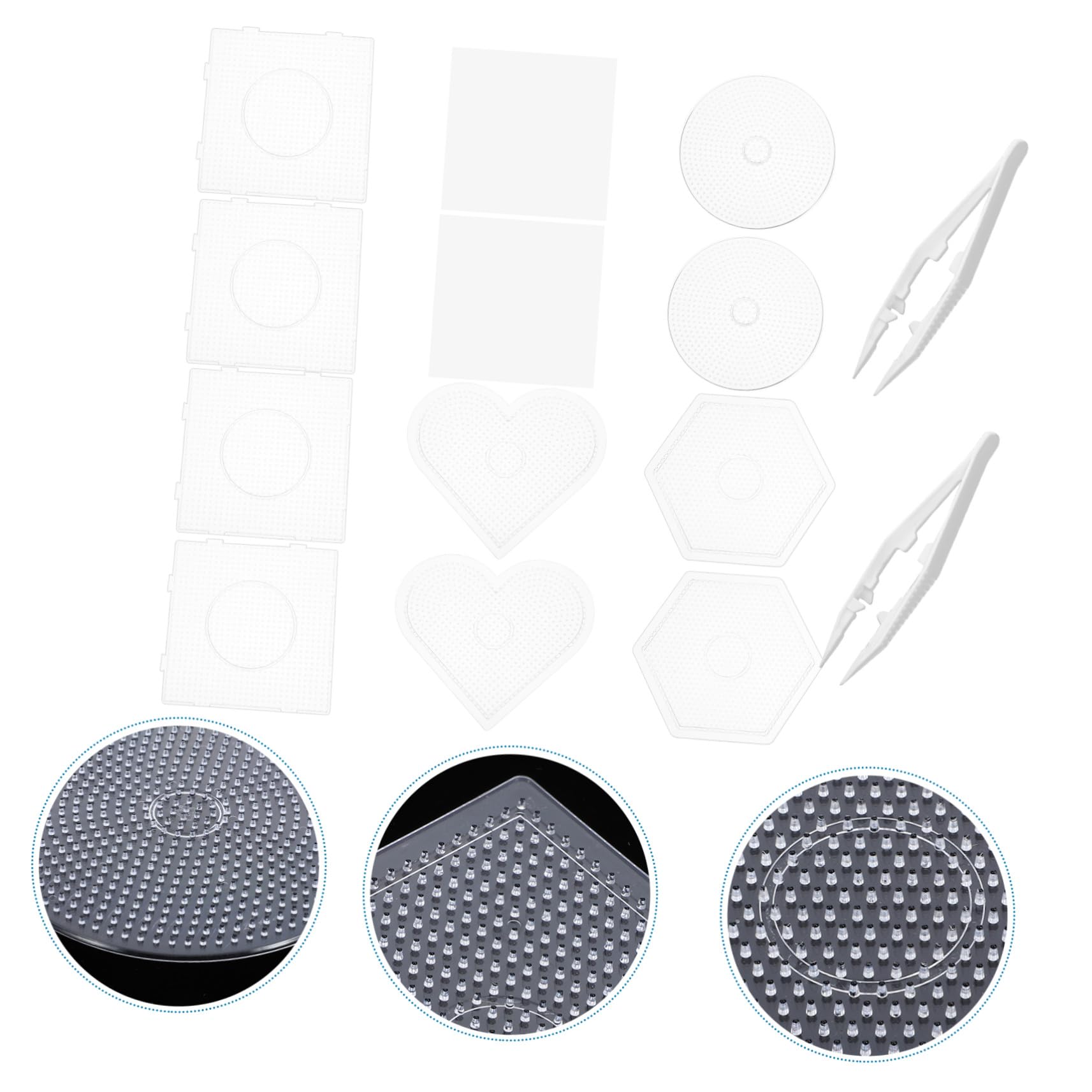 FRCOLOR Set de Plaques à Perles à Repasser Transparentes pour Ados Modèles Carrés Coeur Polygone Rond Kit Bricolage Créatif pour Perlage et Loisirs Créatifs