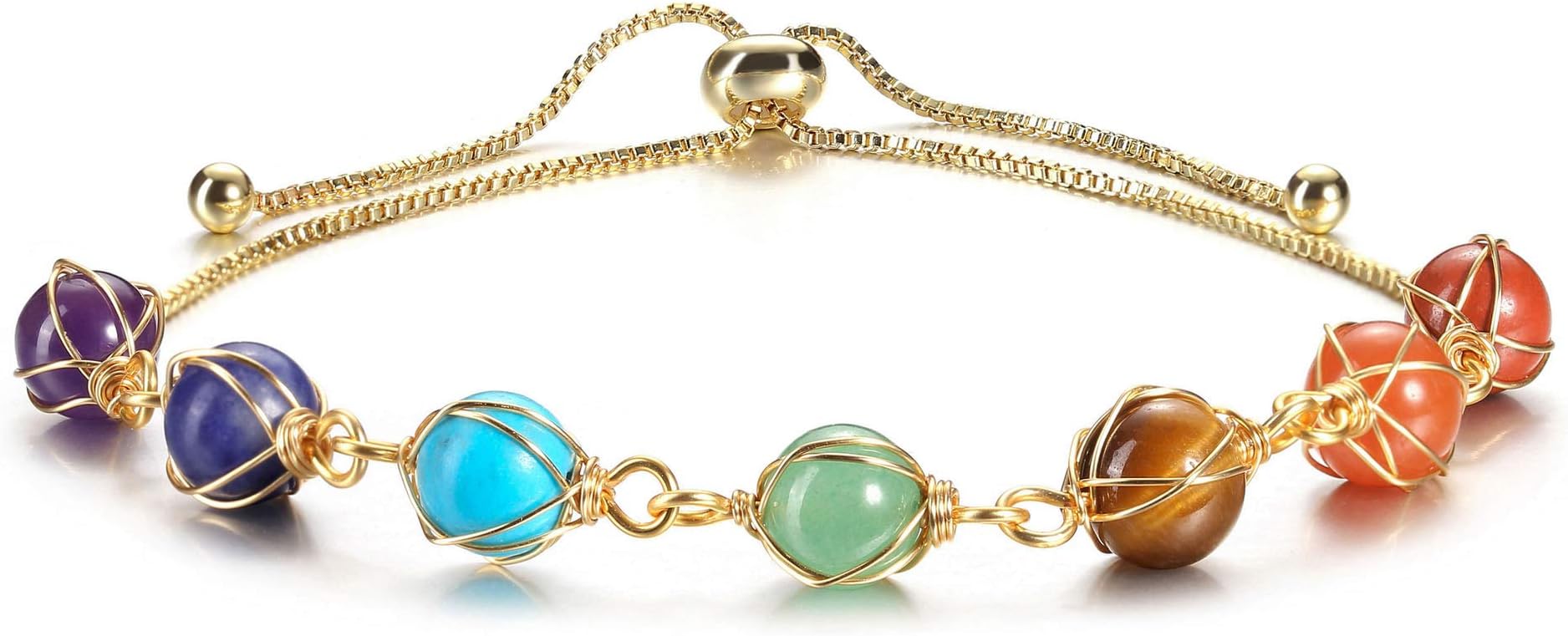 MANIFONatural Crystals Bracelet Irregular Healing Crystal Gemstone Adjustable Link Bracelets for Women