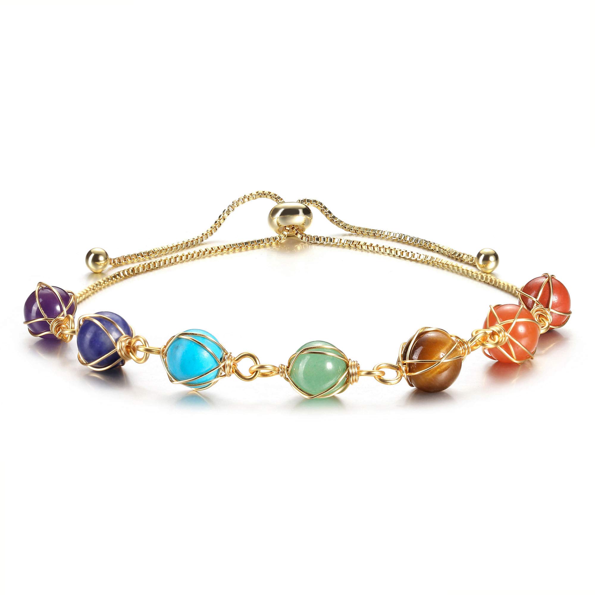 MANIFONatural Crystals Bracelet Irregular Healing Crystal Gemstone Adjustable Link Bracelets for Women