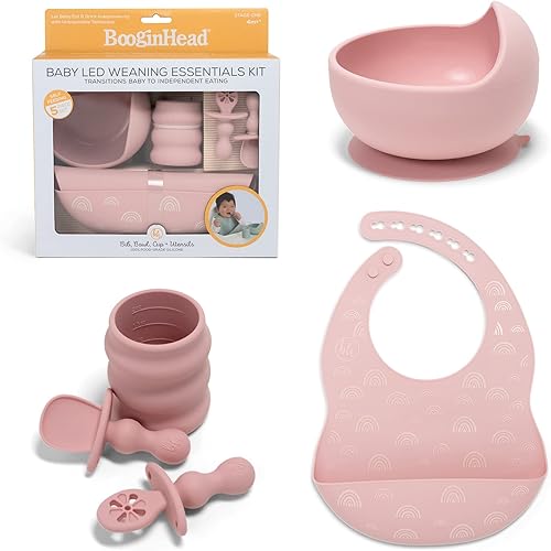 Miniatura 1 de BooginHead Suministros de destete LED para bebé, etapa 1 y etapa 2, juego de 5 piezas, color rosa
