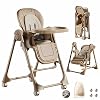 2-in-1 Dining Fashion and Swing Fashion Baby High Chairs Baby High Chair Toddler Dining Room Chair Multifunctional Foldable Convertible with 6 Adjustable Heights and 3 Reclining Positions (8121 Khaki)