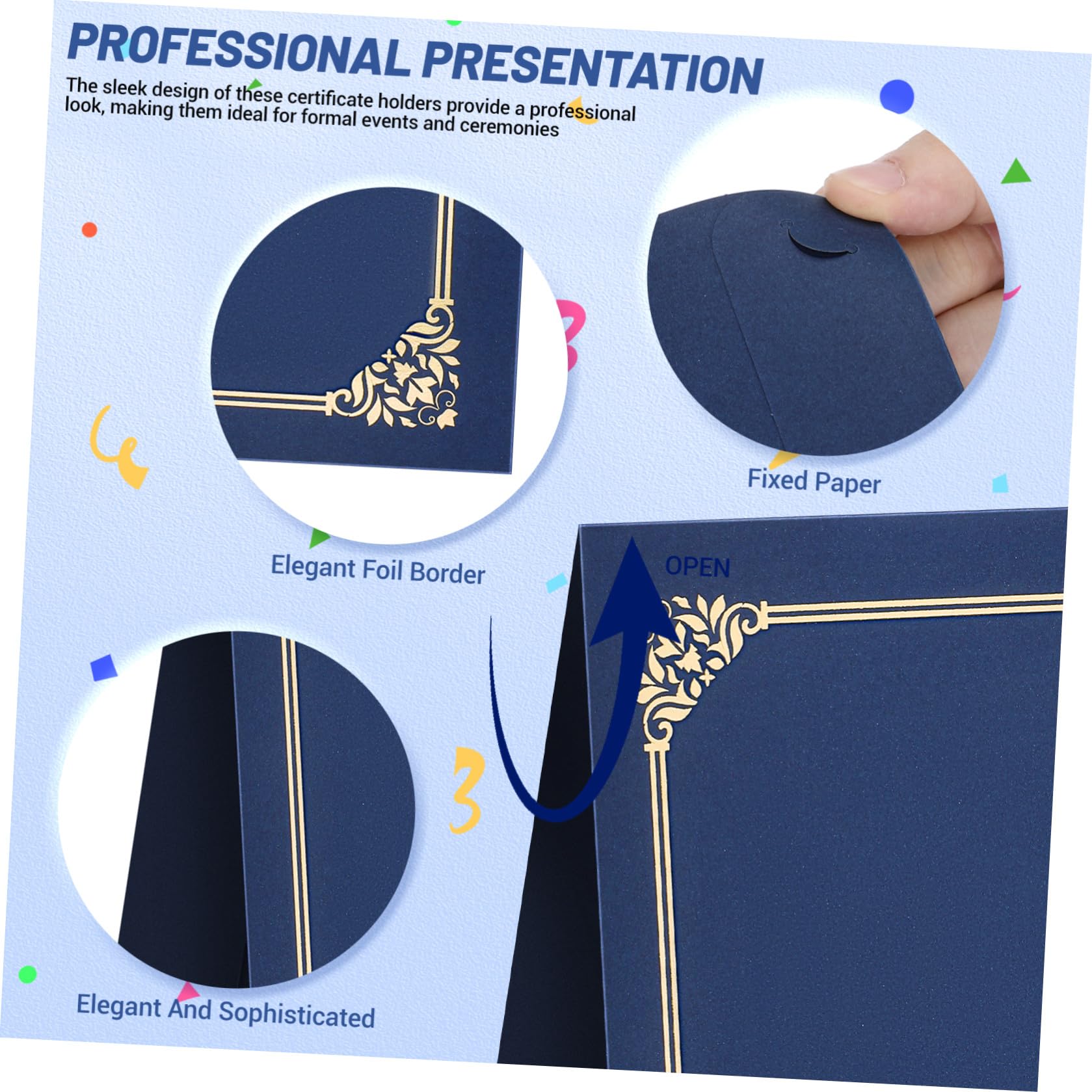 POPETPOP Copertine per Certificati, Award Display Folder, Bordo in Lamina d'Oro, 30 Pezzi, Carta, Protezione per Diploma, Formato Standard 8,5 x 11, per Documenti Ufficiali