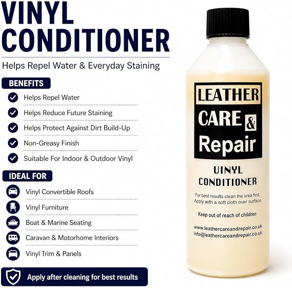 Leather Care & Repair Vinyl Conditioner/Protector, 500ml | Waterproofing Agents, Stain Repellents, Non Greasy Finish, Indoor & Outdoor Use