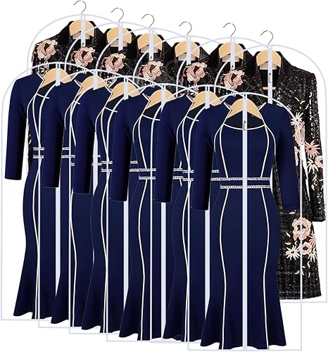 Miniatura 8 de Bolsas de ropa para colgar ropa de 24 x 48 pulgadas (juego de 6) fundas de traje para armario, bolsa de ropa, funda de traje para trajes, chaquetas,