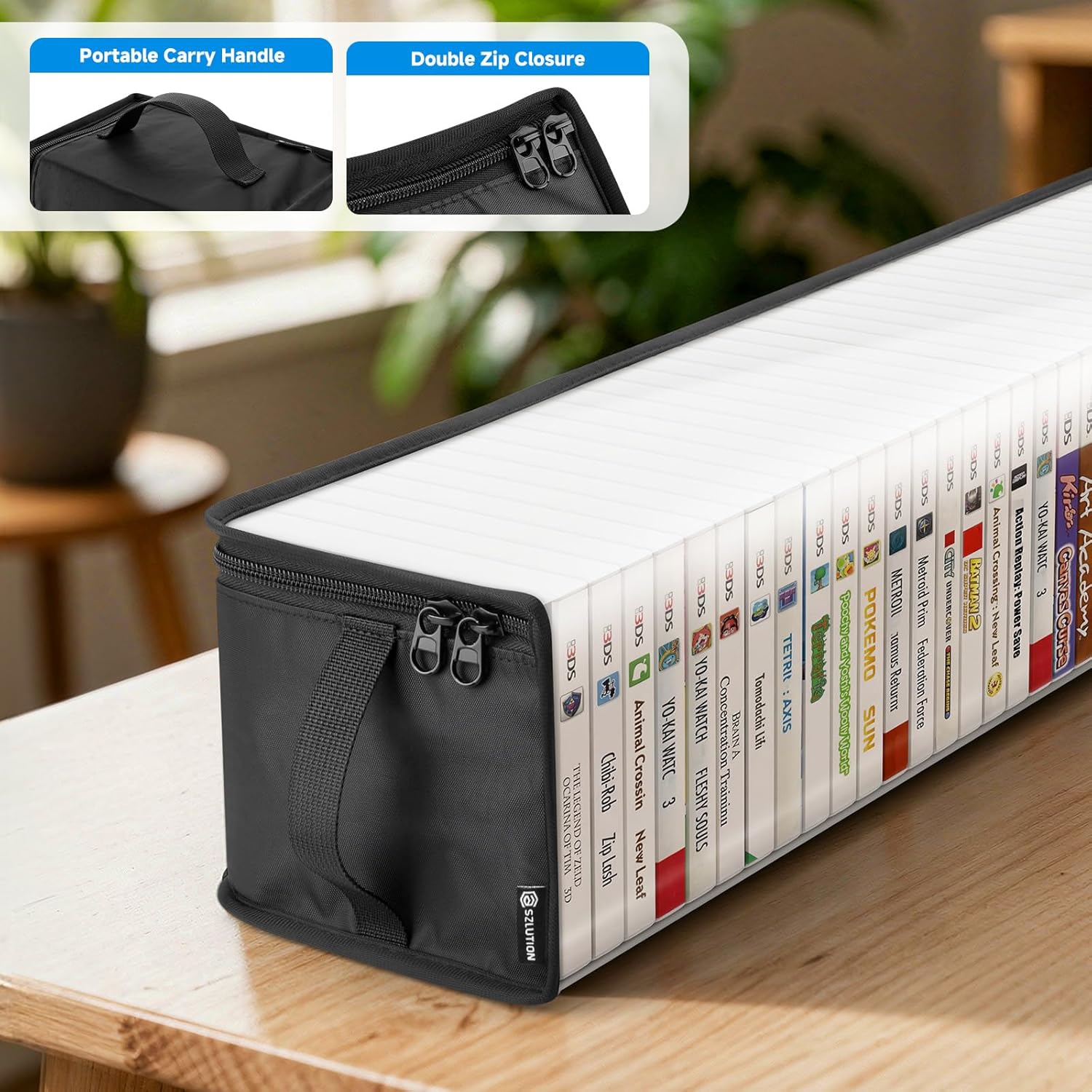 Game Case Compatible with Nintendo DS/3DS, Portable Storage Carrying Bag Holds 33 DS Game Card Boxes (Max 46 for 3DS Thin), Clear TPU Visible Organizer Bag for Collectors - Black 6 71dZLICkpgL. AC SL1500