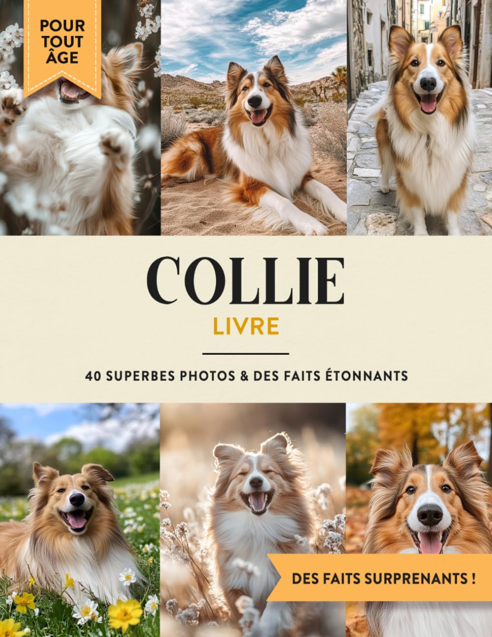 Collie Livre: 40 Photos de Chiens et Faits à Offrir en Cadeau Éducatif aux Enfants et Adultes