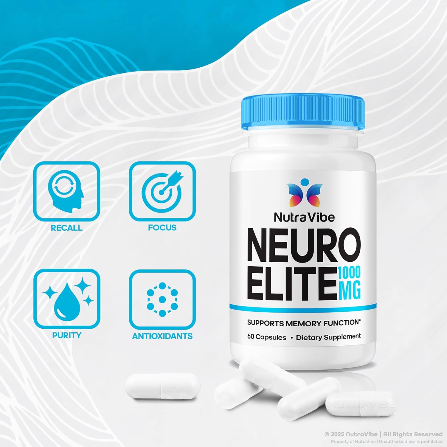 (2 Pack) Neuro Elite – The Natural Memory Support Formula with a Clean, Potent Blend to Support Sharp Focus, Clarity, Attention & Clear Thinking | NeuroElite Easy-to-Swallow Smart Pills (120 Capsules)