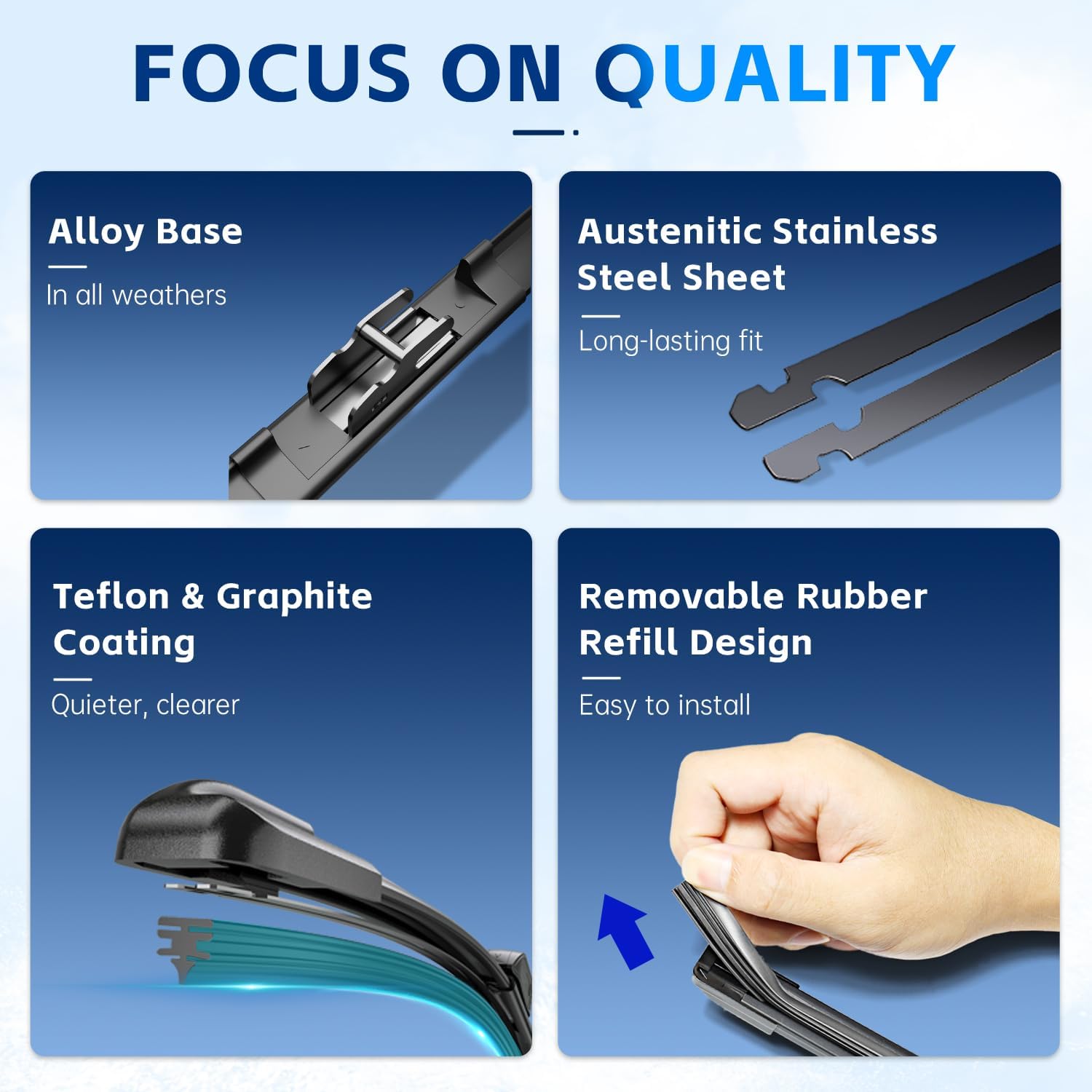 Wiper Blades, 3 Windshield Wipers for Toyota RAV 4 2019-2023, Venza 2021-2022, Verso 2009-2019, 26" + 16" + 12" Automotive Replacement Windshield wiper blades U/J Hook