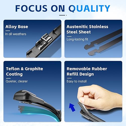 Miniatura 4 de Limpiaparabrisas de repuesto para Lexus GX460 2010-2023, Toyota Highlander 2008-2019 (juego de 3)