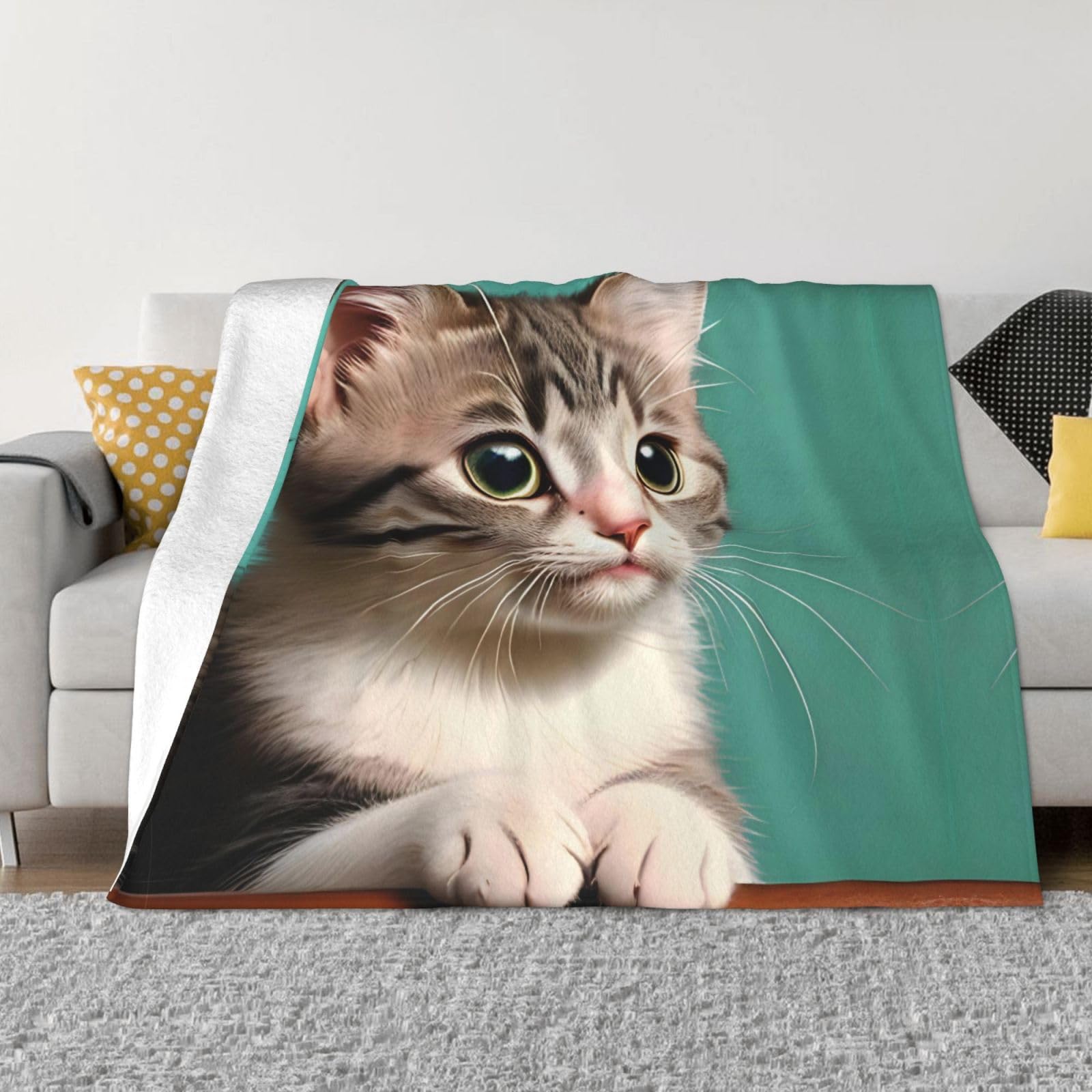 Couverture en flanelle chat grand plaid lit canapé voyage chaud