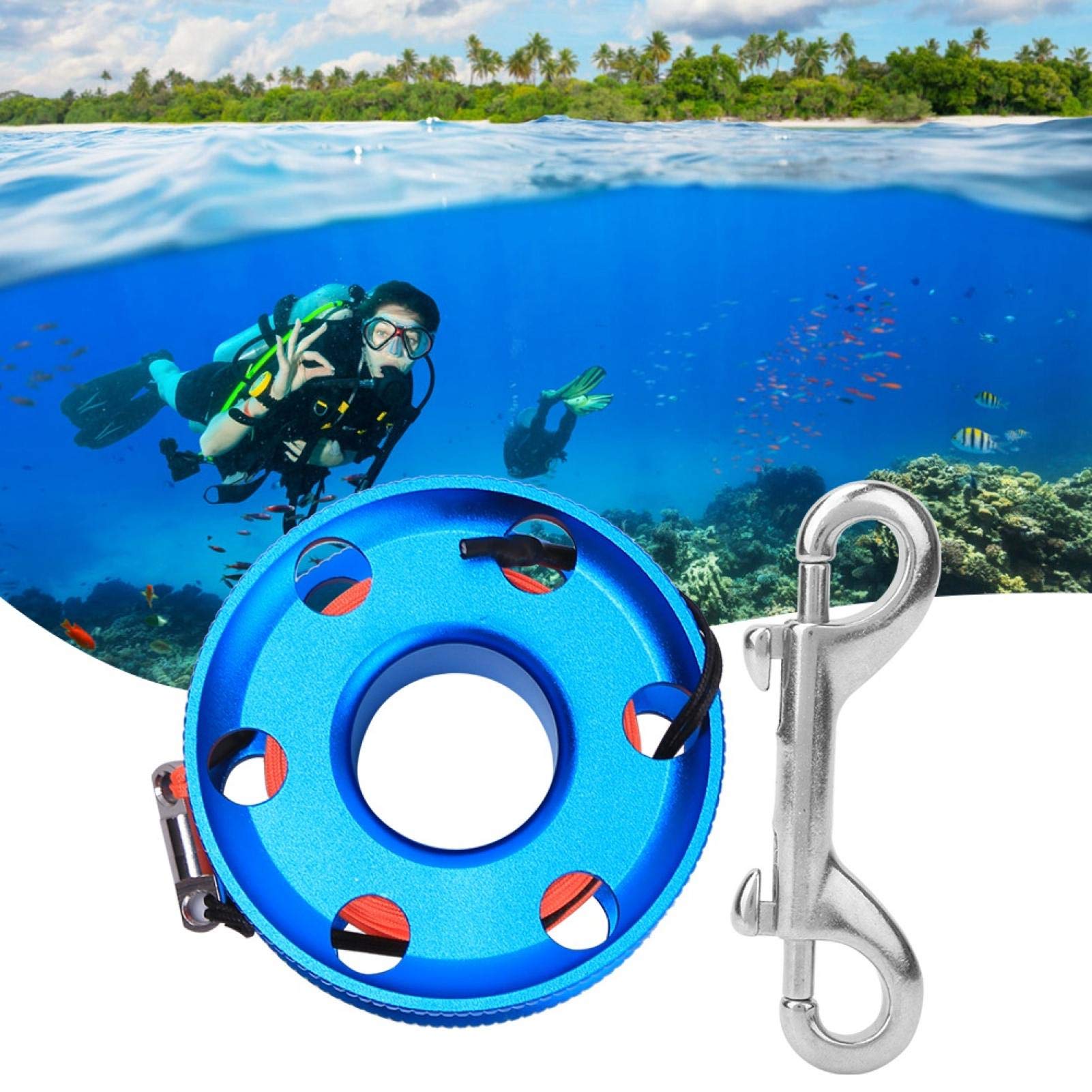 Bobina da immersione in acciaio inox arancione fluo 50 m per snorkeling subacqueo