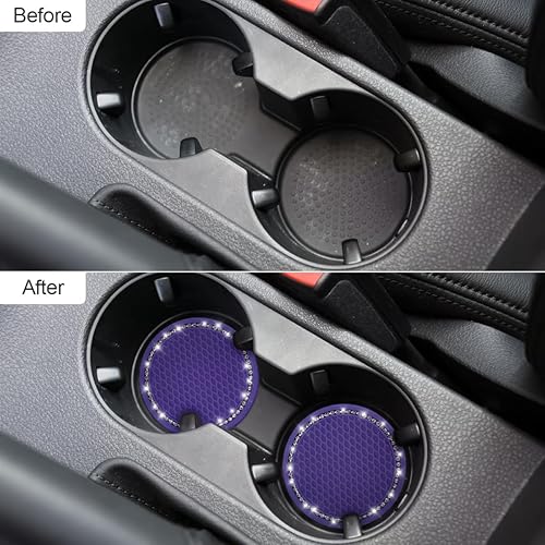Miniatura 5 de Paquete de 2 posavasos para automóvil, 2.75 pulgadas, con diamantes de imitación de cristal, universal, para automóviles, vehículos, SUV, accesorios