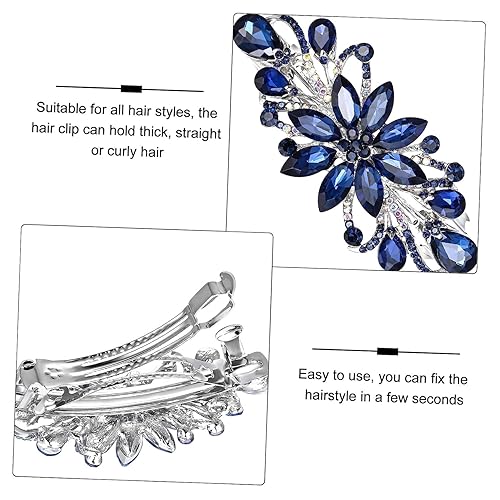 Miniatura 10 de Pasadores para el cabello de novia de cristal austriaco, diamantes de imitación azul marino, pinzas para el cabello vintage, agarre de cristal con