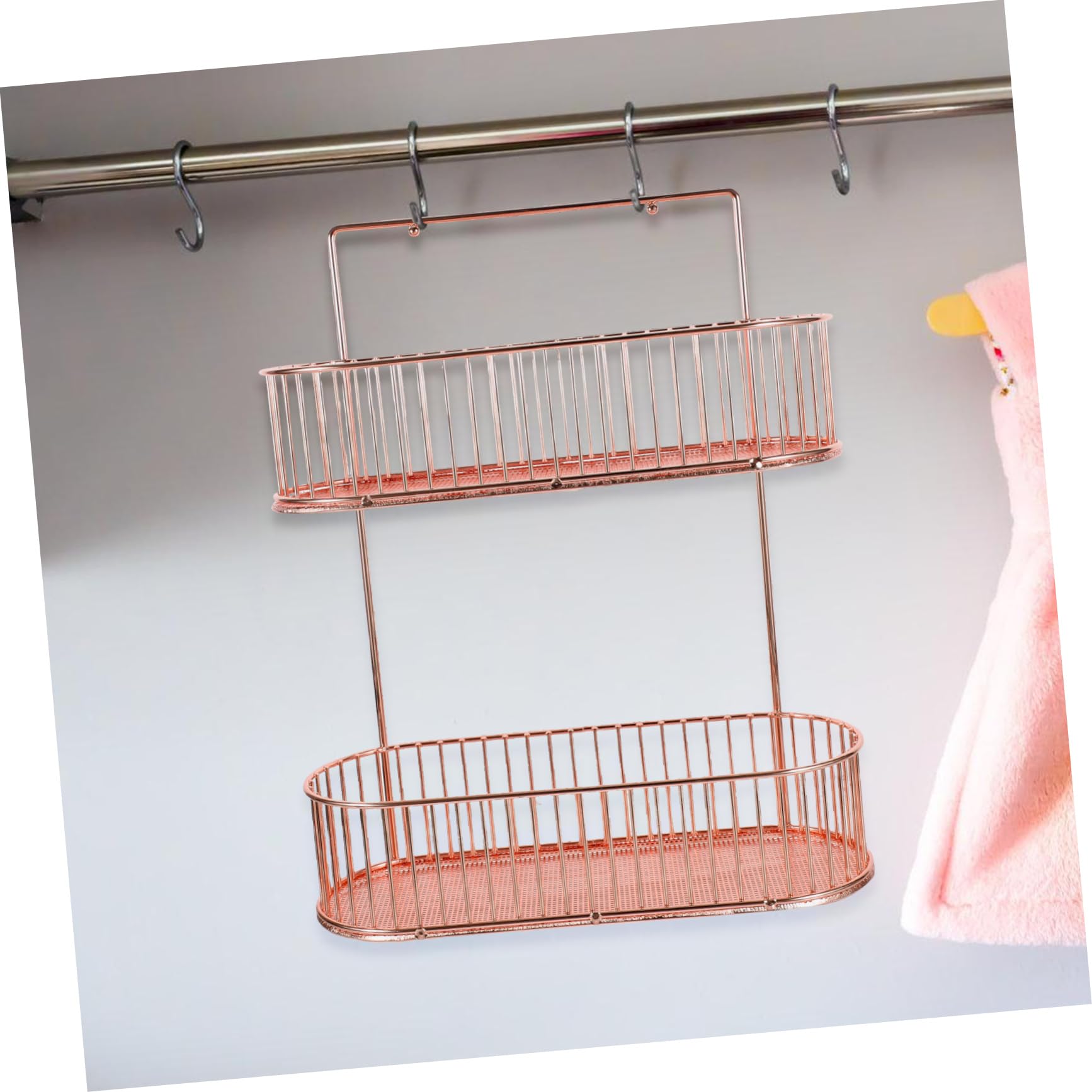 Luxshiny Mensola a Muro Doppio Strato in Ferro senza Foratura per Cucina e Bagno, Porta Spezie e Organizer Facile da Installare e Rimuovere, la Casa
