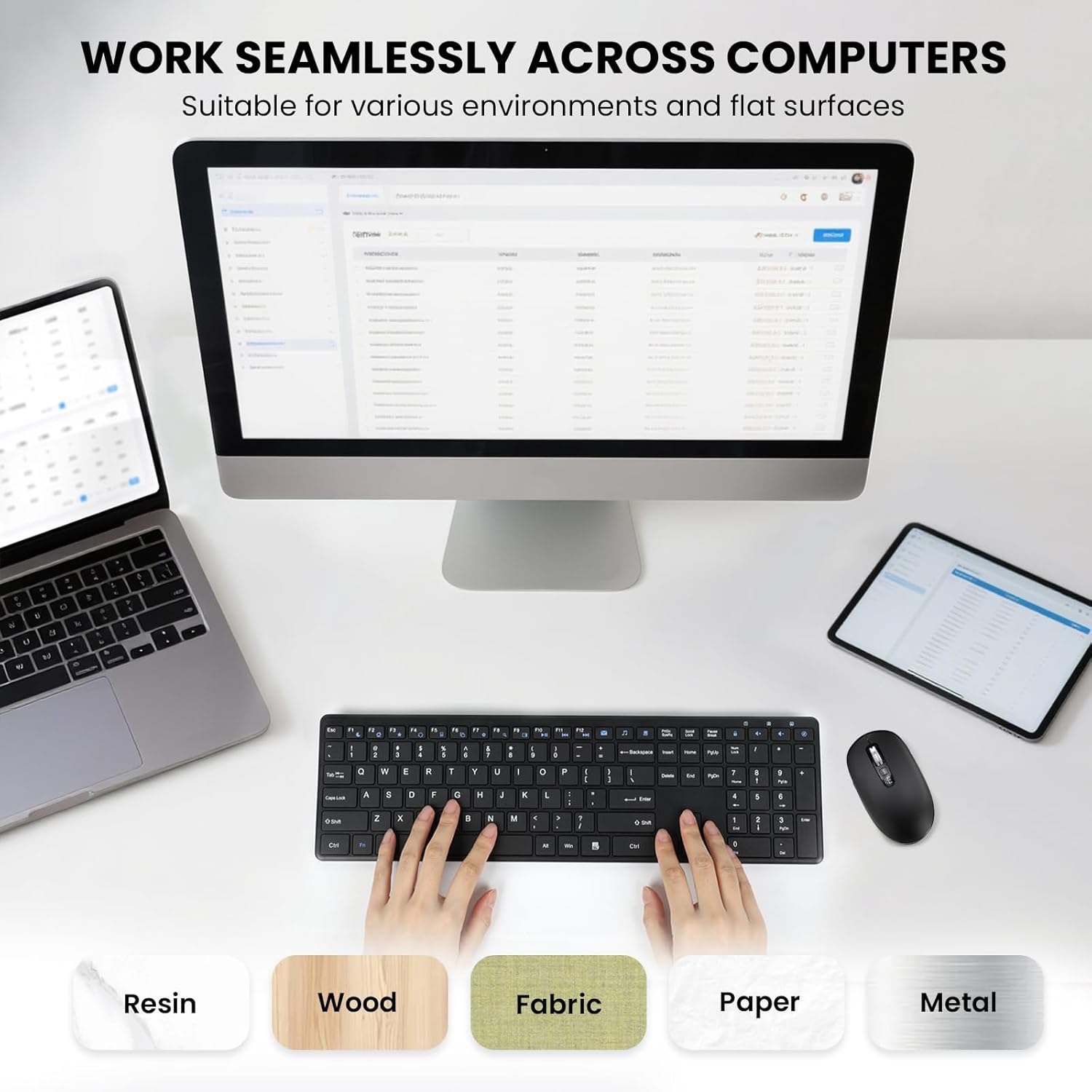Wireless Bluetooth Mouse,USB+BT×2,Multi Device Ergo Full Size Mouses-big Hand,Metal 4-Way Super Scrolling,± 3000 DPI,10 Buttons,Plug&Play,Quiet,w/ 2 Batteries,Mice for Laptop,Computer,Tablet,Mac,iPad