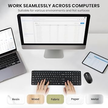 INFINMIND Wireless Bluetooth Mouse,Multi Device Ergo Full Size Mouses-Big Hand,Metal 4-Way Super Scrolling,± 3000 DPI,7 Buttons,Plug&Play,Quiet,USB Mice for Computer,Laptop,Tablet,Mac,iPad,Phone