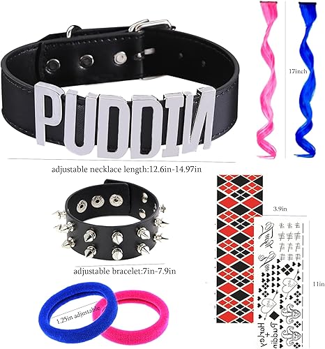 Miniatura 6 de LAKIYOYO Puddin Choker Necklace Rivets bracelet for Women Leather Choker Necklace for Women Halloween Cosplay Costume Jewelry Set