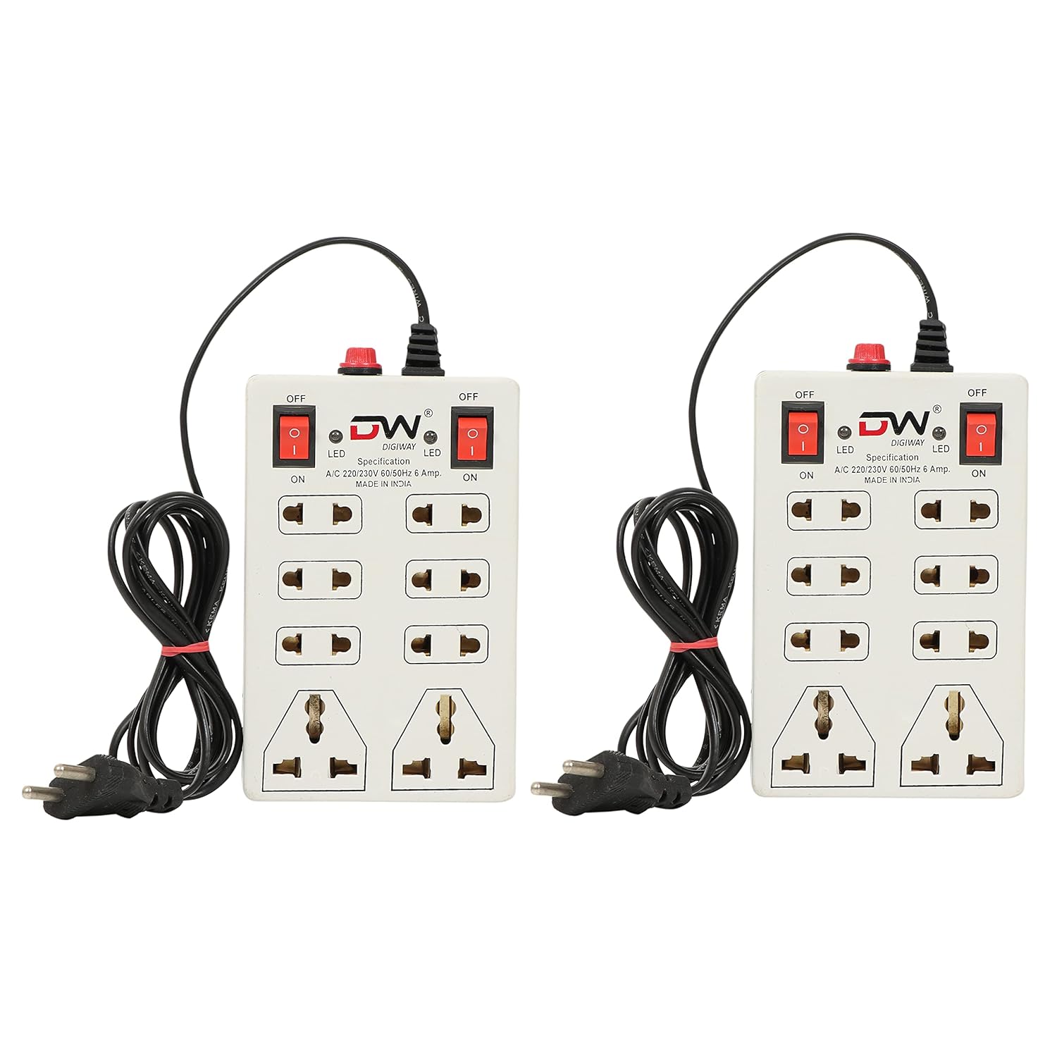 Buy Digiway 240 Volts 8 + 2 Mini Power Strip Extension Cord Board with 2 Switch Indicator