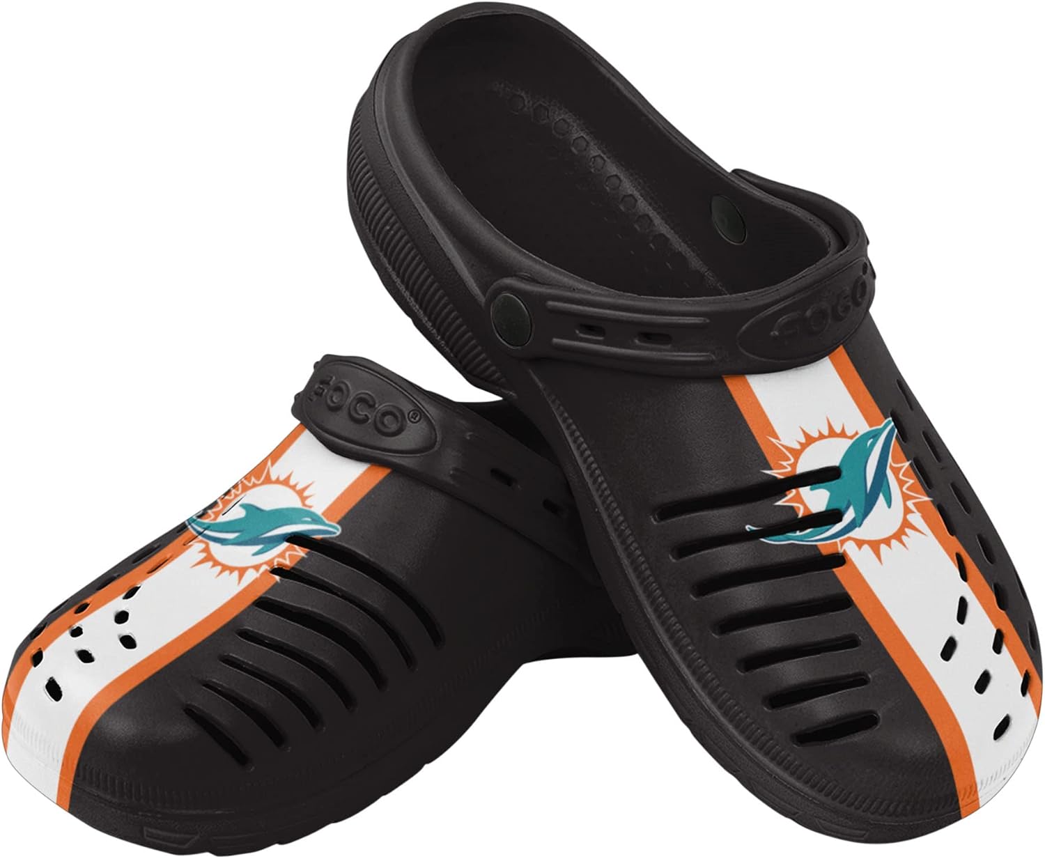 FOCO Mens NFL Team Logo Team Stripe Garden Water Sandals Shoes Slipper Clogs with Strap