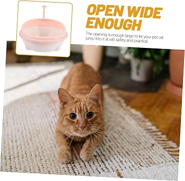 VANZACK 1set Semi-Enclosed Cat Litter Box Shovel Design for Easy Cleaning Spacious for Cats for Home Use Macaron