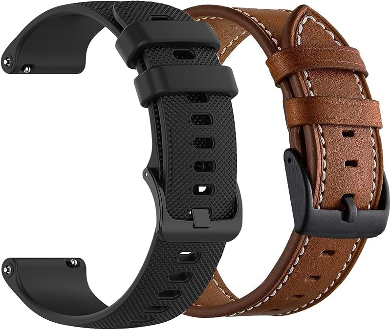 22mm Watch Bands Compatible for Fossil Gen 6/5E 44mm Bands Silicone+Leather, Replacement Sport Strap+Leather Strap for Fossil Gen5 Men's Carlyle Garrett/Women's Julianna Smart Watch