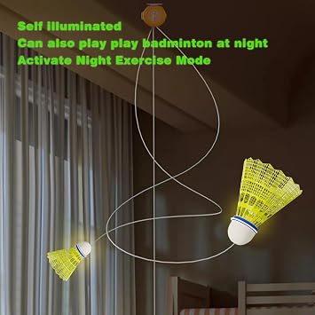 Badminton Rebound Trainer, 3pcs/Set Glowing Self-Exercise Badminton Single Training Kit with Elastic Cords, Badminton Self Practice Trainer Aid for Indoor