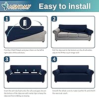 Vista 13 de Asnomy Couch Covers for 3 Cushion Couch Stretch Sofa Covers Slipcovers, Pet Protector Furniture Covers for Dogs Cats Spandex Jacquard Fabric Small
