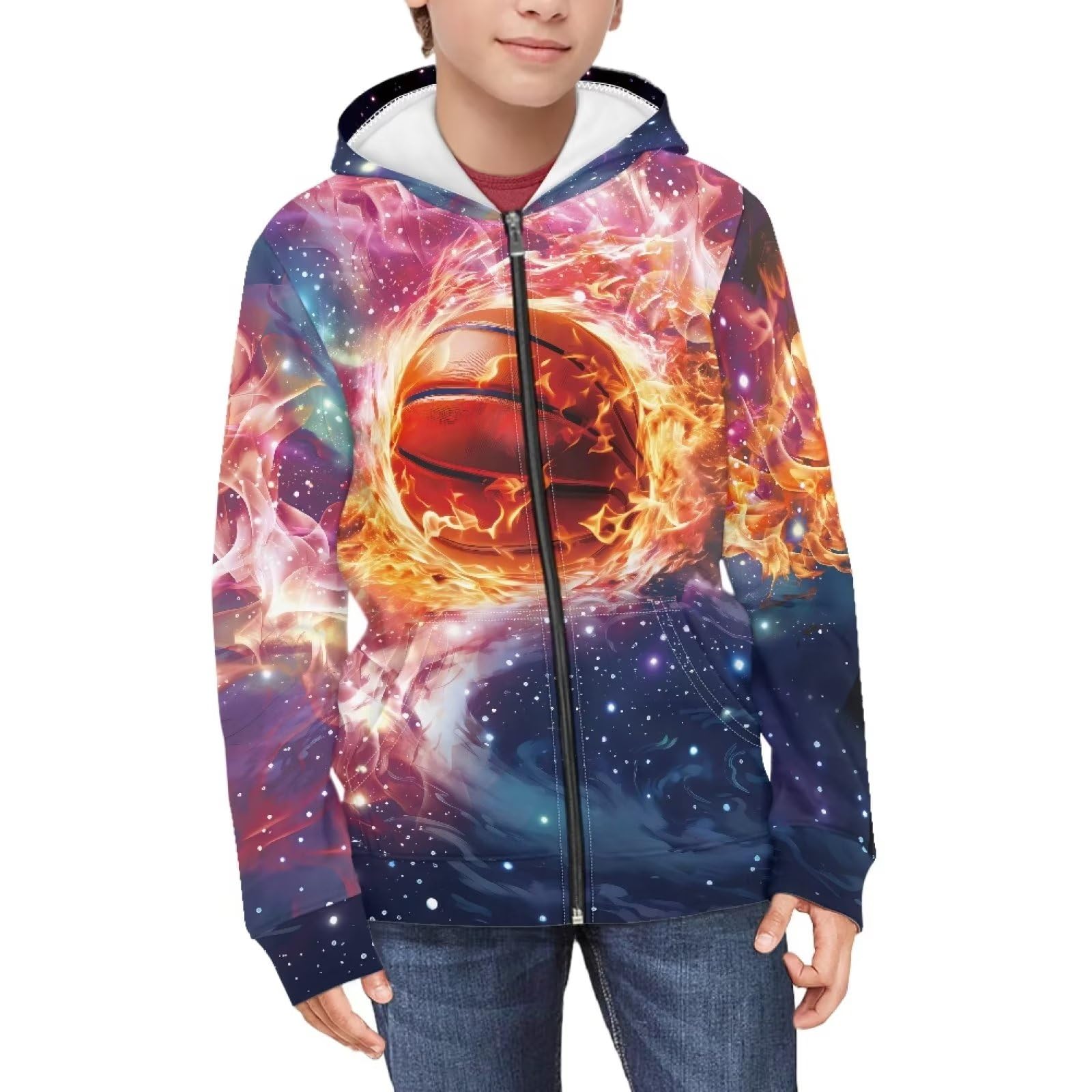 Suobstales Kids Soft Zip-Up Hoodie for Boys 6-16 Years Hooded Sweatshirt Fall Cardigan Jacket with Pockets