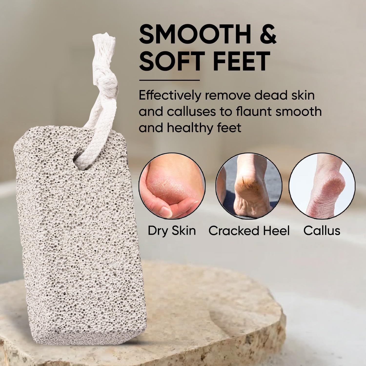 VEGA Rectangle Pumice Stone for Feet | Foot Scrubber for Dead Skin, Callus & Cracked Heels Removal | Pedicure Stone for Men & Women | Smooth & Soft Feet | Reusable Foot Care Tool | White (PD-10) 4