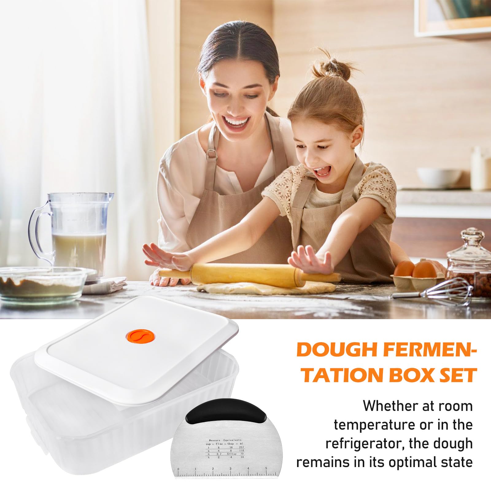 Asfrode Pizzaballenbox Gärbox mit Deckel, 31 × 23 × 9 cm Pizzabox Teigkasten Datumsaufzeichnung Teigwanne Teigbox Pizzateigbehälter Lebensmittelbehälter für Pizzateig Sauerteig Hefeteig