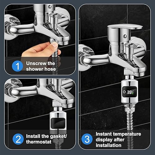 Miniatura 8 de Pantalla de temperatura de ducha, conciencia instantánea de temperatura, 3.7 x 1.4 in, medidor de baño digital LED, termómetro de ducha de lectura