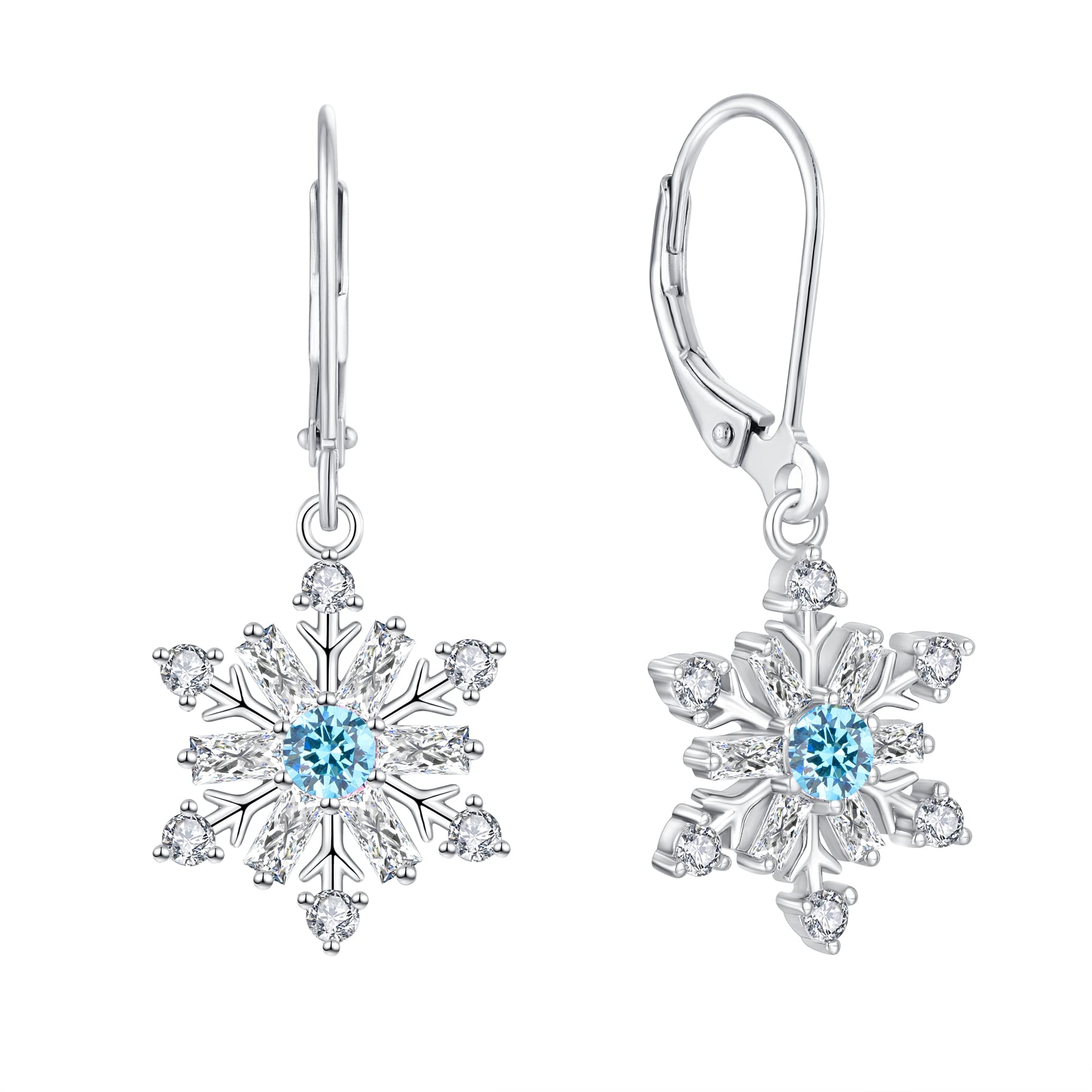 Starchenie Snowflake Dangle Drop Earrings 925 Sterling Silver Leverback Earring Gemstones Jewelry Gift for Women