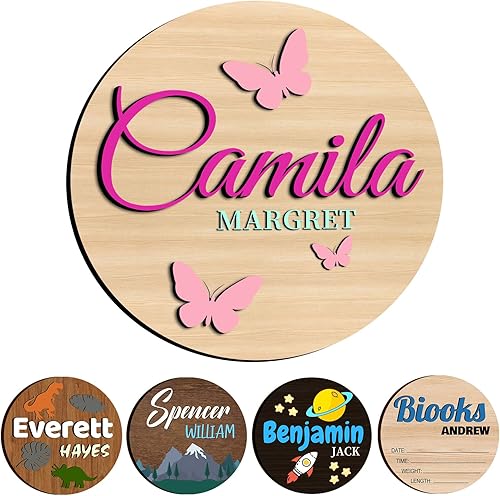 Letrero personalizado de anuncio de nacimiento de bebé, letreros personalizados con nombre de bebé para guardería, hospital, niño y niña, letrero de