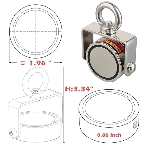 Miniatura 4 de MUTUACTOR Kits de pesca con imán, imanes de pesca de rotación fuerte de 600 libras, imán giratorio de neodimio de tierras raras con cuerda de