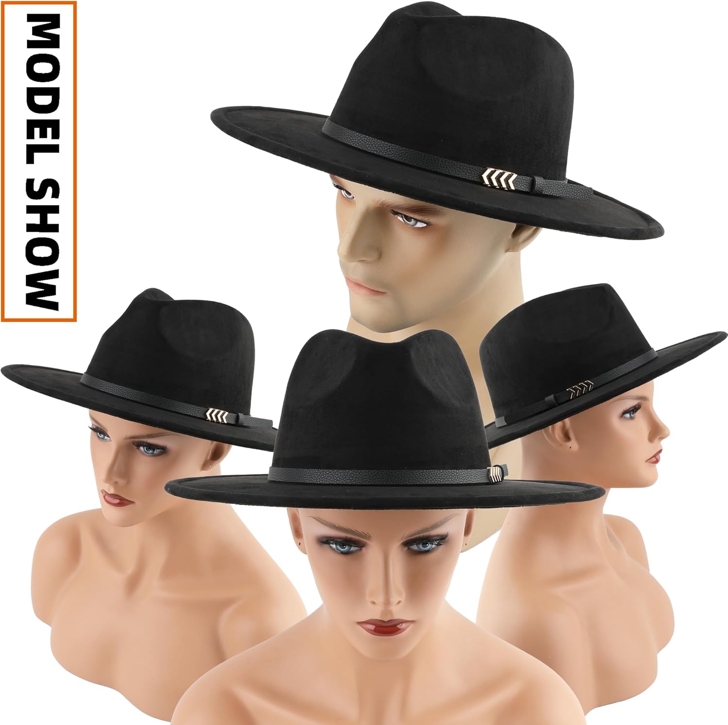 Wide Brim Fedora Hat for Men Women Big Rancher Felt Hat - Image 5